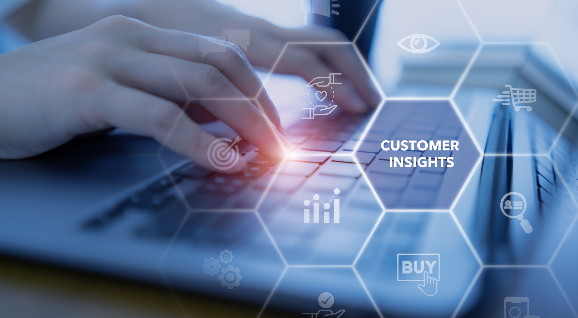 Customer insight marketing concept. Deep understanding of customers, their behaviors, preferences and  needs. Using customer insight to build strong customer relationship and increase customer loyalty
